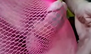 curved low hanging small dick erection sexy pink fish net - [5-17-14-5516]