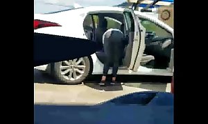 White Girl With Leggings At Car Wash
