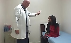 Nice tits Indian chick on bed blows doctors cock and fucks it