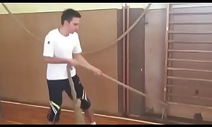 Stepson pulling a rope out of her ass