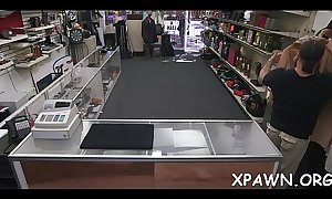 Sexy harlot does not shy away from having sex in shop