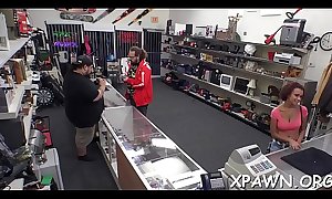 Gal gets an suggest to have some sex in shop and she takes it
