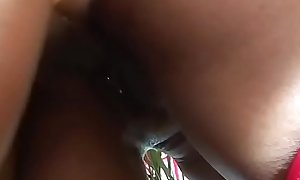 Dirty black slut in red Terri Moniica gets a nice dick in her pierced cunt