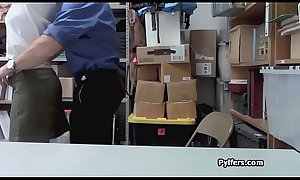 Sexy busted thief pounded hard on guards desk