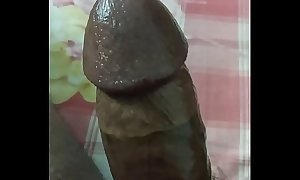 Bangladeshi horny man masturbating big hard cock to cum on bed