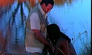 Classic white stud gets BJ from African slut Eva then fucks her pussy
