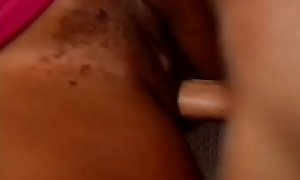 Young black babe Ms.Paris loves tasting huge white dick