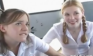 Horny schoolgirl gets her pierced cookie fucked hard doggy