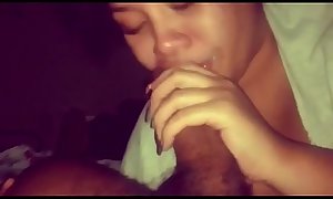Latina taking cum in her mouth and on her face