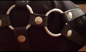 Fucking my hooded hot wife in a leather muzzle, while she wears leggings and a blouse