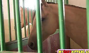 Cute masturbating horse rider