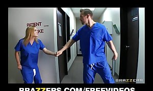 Slutty blond nurse sneaks off at work to gangbang a hospital intern