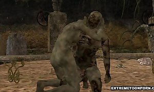 3d zombie acquires drilled hard in a graveyard