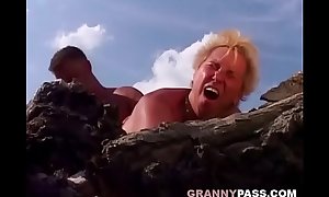 Painful anal with german granny