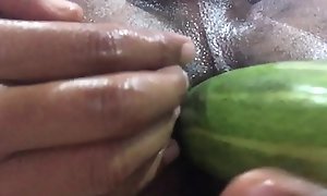Skinny guy anal with cucumber