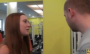 HUNT4K. Buddy earns a lot of cash by selling GF's tight pussy in gym
