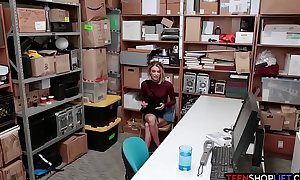 Petite teen thief banged by a LP officer in his office