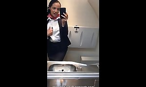 Latina stewardess joins the masturbation mile high club in the latrine and cums
